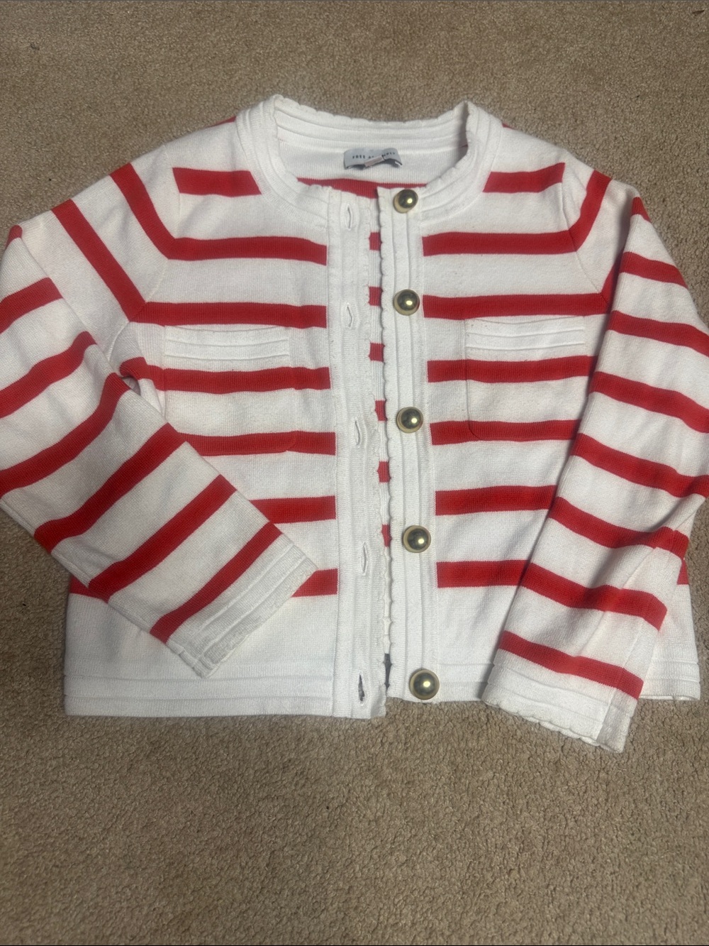 Free Assembly Women’s red and cream striped cardigan